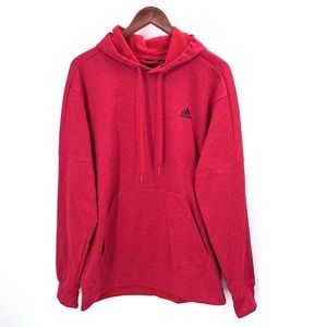 Adidas Red Long Sleeve Drawstring Hoodie Sweatshirt